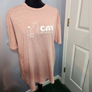 Next Level Apparel Size XL Short Sleeve Shirt Cat Mama Pink/White